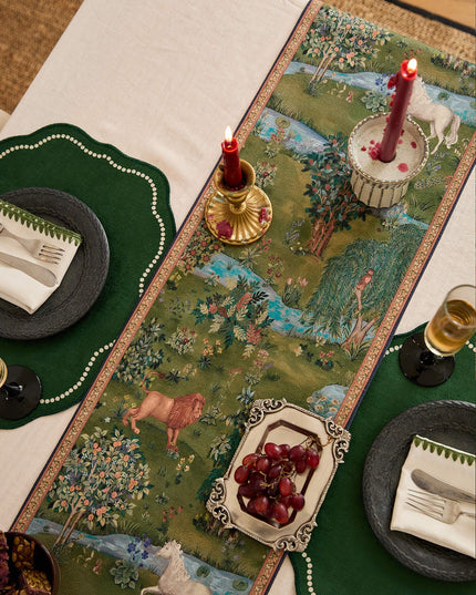 Animal World Cashmere Knit Hand-Painted Table Runner - 2026 Edition