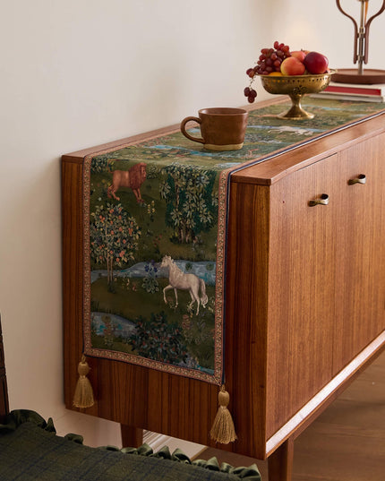 Animal World Cashmere Knit Hand-Painted Table Runner - 2026 Edition