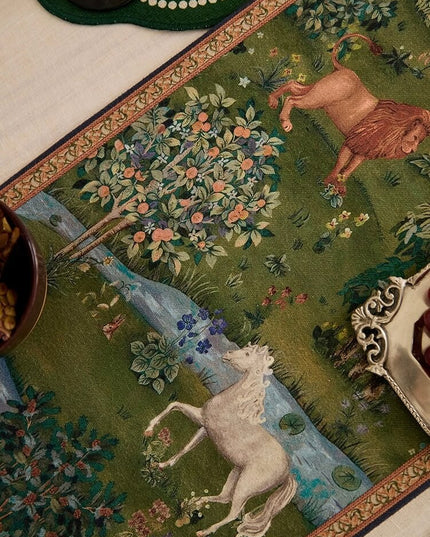 Animal World Cashmere Knit Hand-Painted Table Runner - 2026 Edition