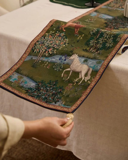 Animal World Cashmere Knit Hand-Painted Table Runner - 2026 Edition