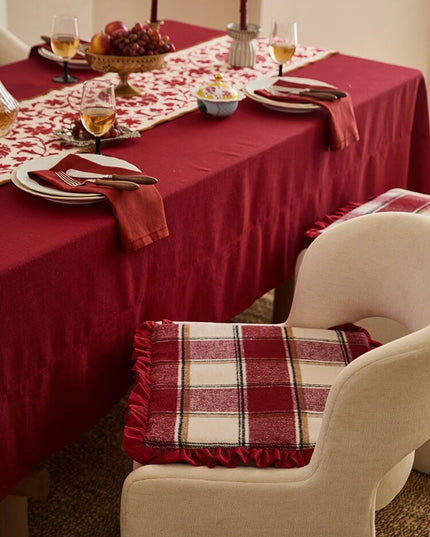 Retro Cotton-Linen Striped Plush Chair Cushion