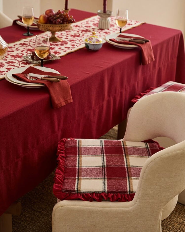 Retro Cotton-Linen Striped Plush Chair Cushion