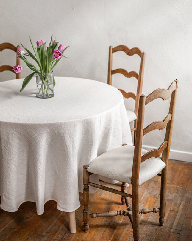 Linen Tablecloth - Round White