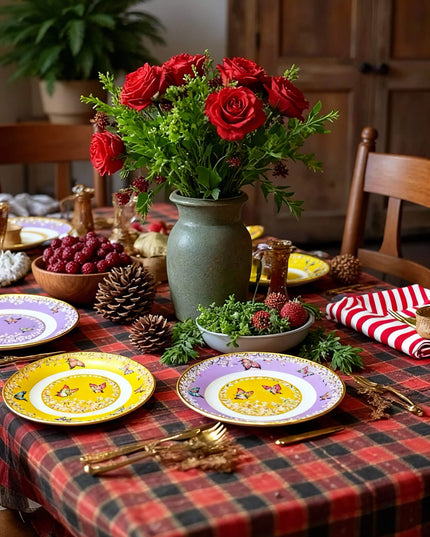 Enamel-Painted Butterfly Ceramic Dinner Plate