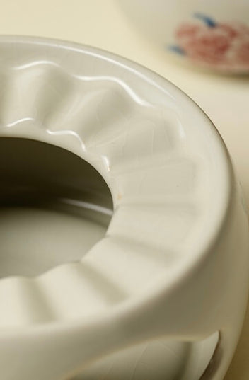 Hand-Painted Rose Ceramic Tea Set - Artisan Teapot & Candle Warmer