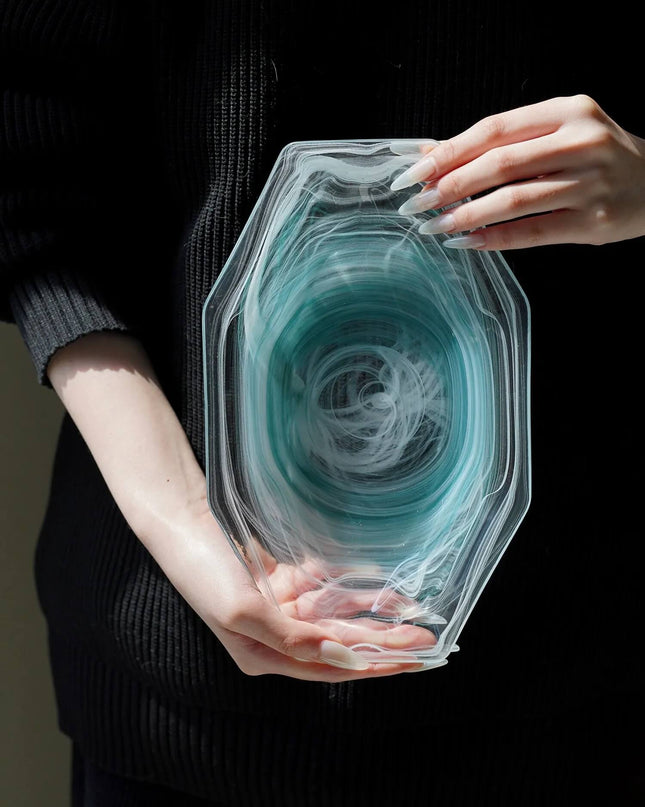 Cloudy Hand Painted Crystal Dinner Plate