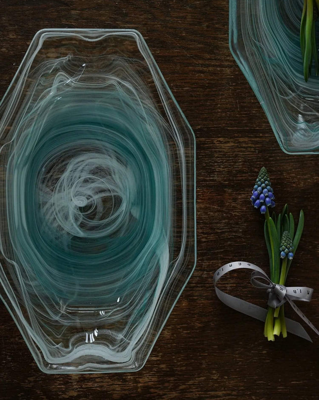 Cloudy Hand Painted Crystal Dinner Plate