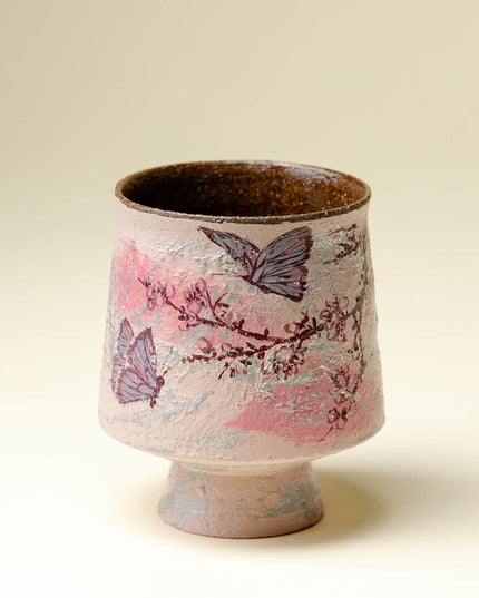 Hand-Painted Butterfly Garden Ceramic Cup - 9 Unique Butterfly Designs