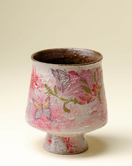 Hand-Painted Butterfly Garden Ceramic Cup - 9 Unique Butterfly Designs