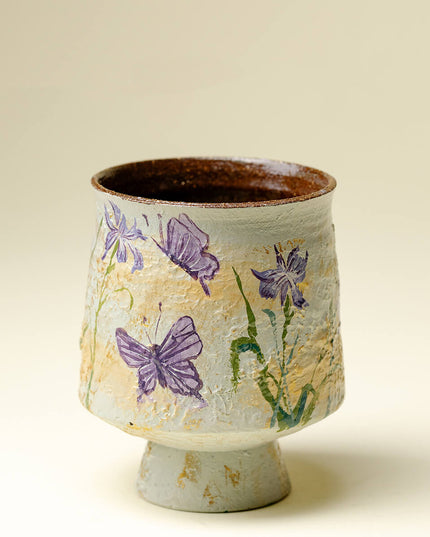 Hand-Painted Butterfly Garden Ceramic Cup - 9 Unique Butterfly Designs