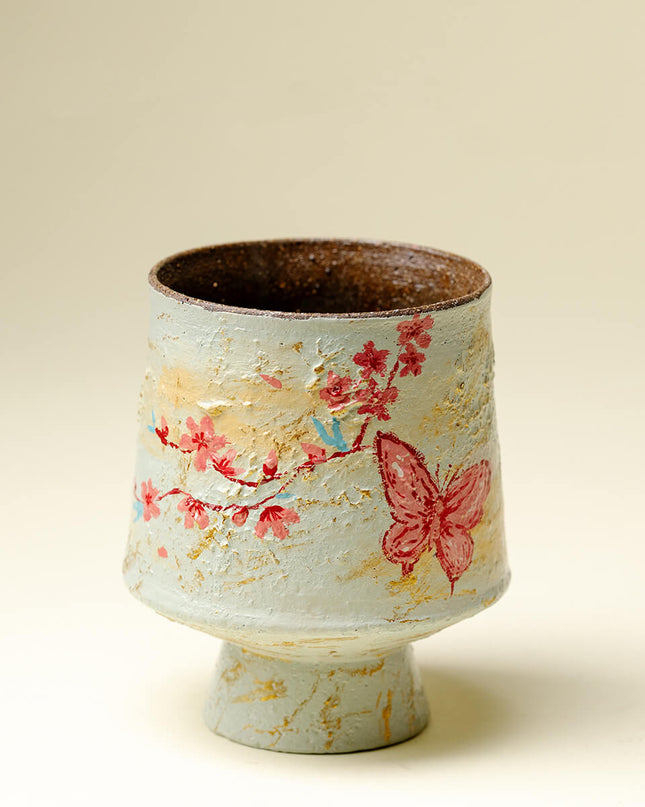 Hand-Painted Butterfly Garden Ceramic Cup - 9 Unique Butterfly Designs