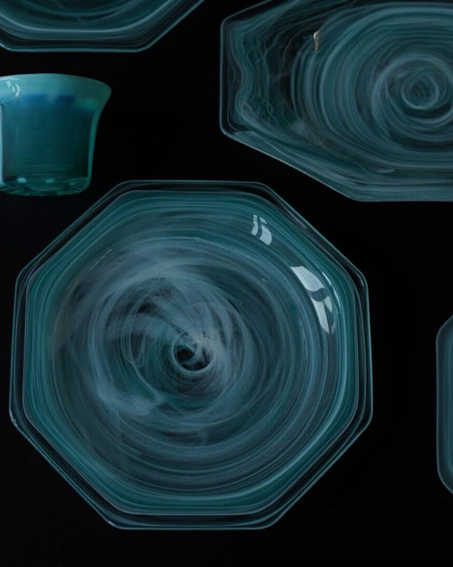 Cloudy Crystal Glass Dinner Plate
