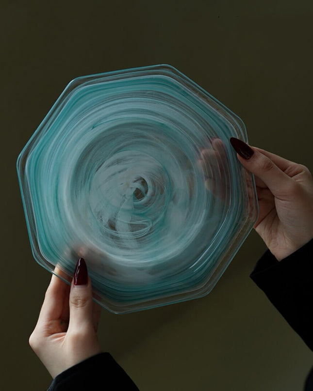 Cloudy Crystal Glass Dinner Plate