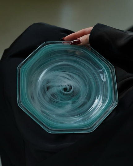 Cloudy Crystal Glass Dinner Plate