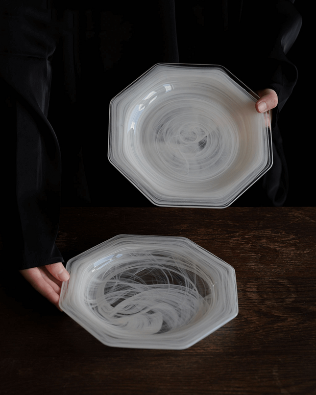 White Cloud Hand Painted Brunch Plate Set