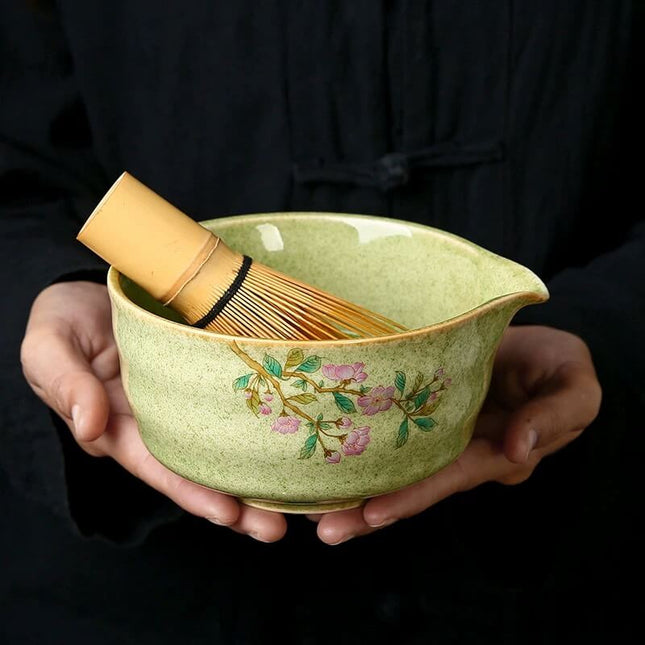 Hand painted Sakura Japanese Matcha Tea Set