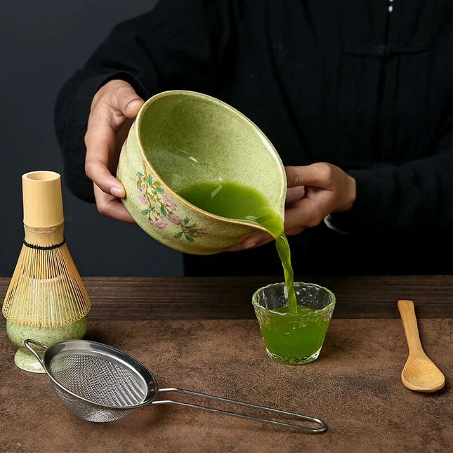 Hand painted Sakura Japanese Matcha Tea Set