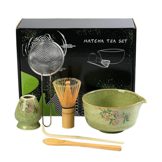 Hand painted Sakura Japanese Matcha Tea Set