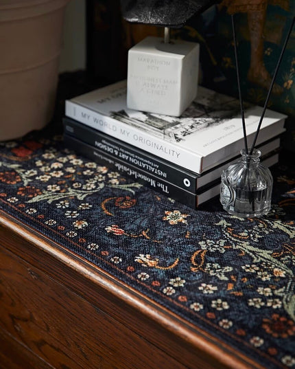 Embroidered vintage floral tassel table runner