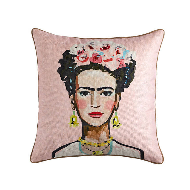Frida Kahlo Pink Chenille Cushion