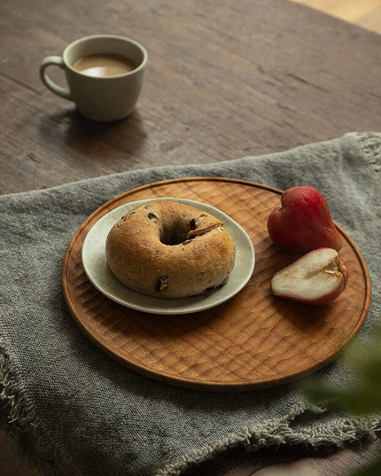 Teak Water Ripple Round Plate Set