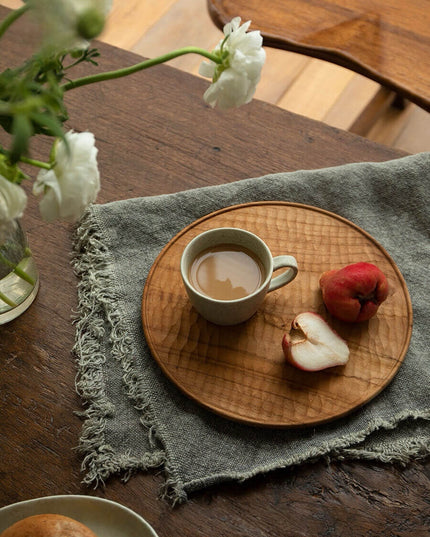Teak Water Ripple Round Plate Set