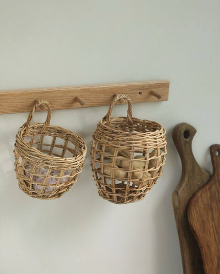 Rattan Wall Storage Organizer Basket Set