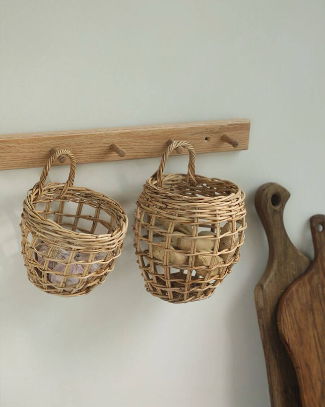 Rattan Wall Storage Organizer Basket Set