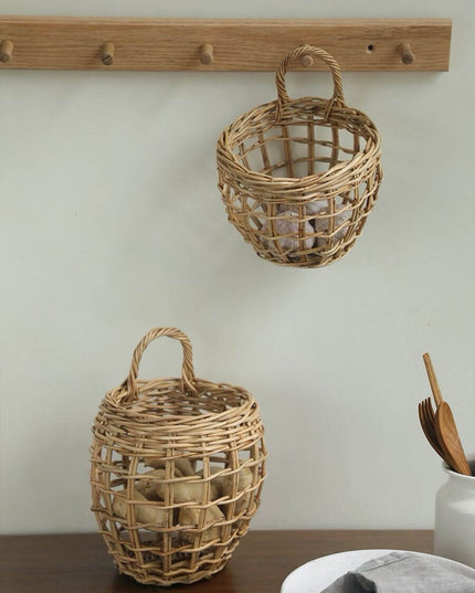 Rattan Wall Storage Organizer Basket Set