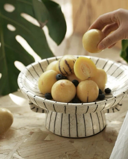 Striped Ceramic Vintage Fruit Decor Plate