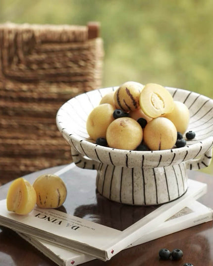 Striped Ceramic Vintage Fruit Decor Plate