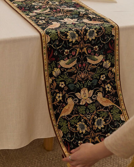 Garden Bird Fringed Table Runner - Morris Painting