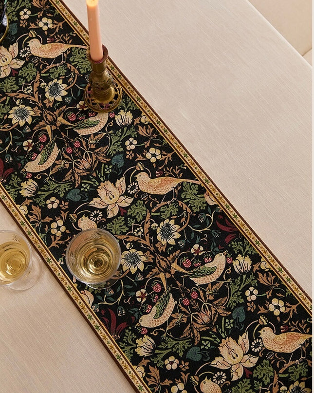 Garden Bird Fringed Table Runner - Morris Painting