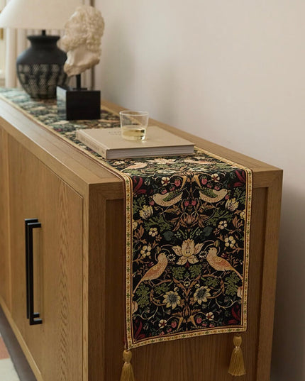Garden Bird Fringed Table Runner - Morris Painting