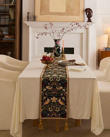 Garden Bird Fringed Table Runner - Morris Painting