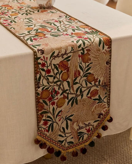 Retro Pomegranate Parrot Table Runner - Morris Painting