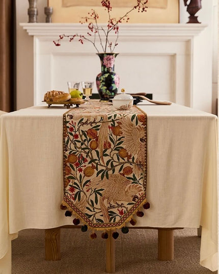 Retro Pomegranate Parrot Table Runner - Morris Painting