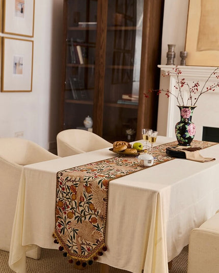 Retro Pomegranate Parrot Table Runner - Morris Painting