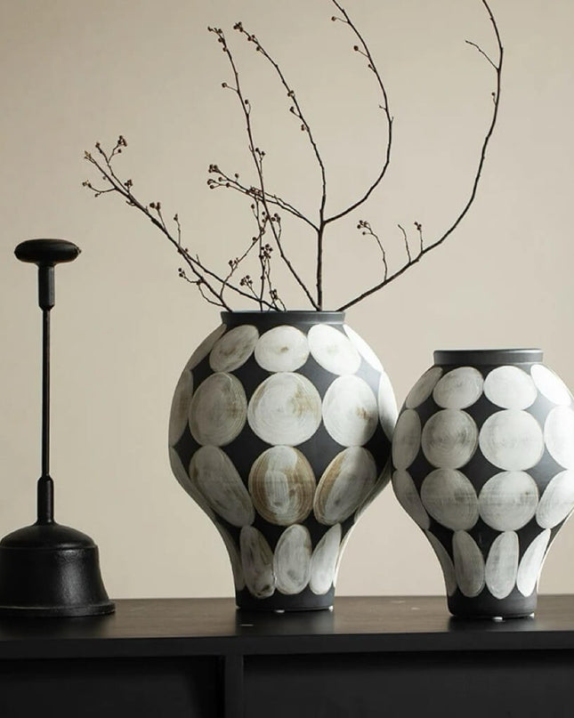 Hand-painted Wabi Sabi Style Ceramic Vase