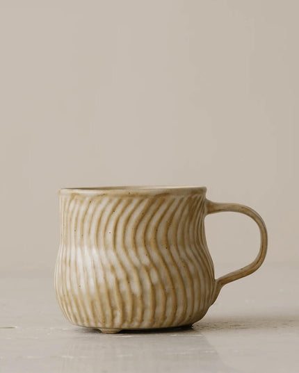 Vintage Textured Ceramic Latte Mug Set