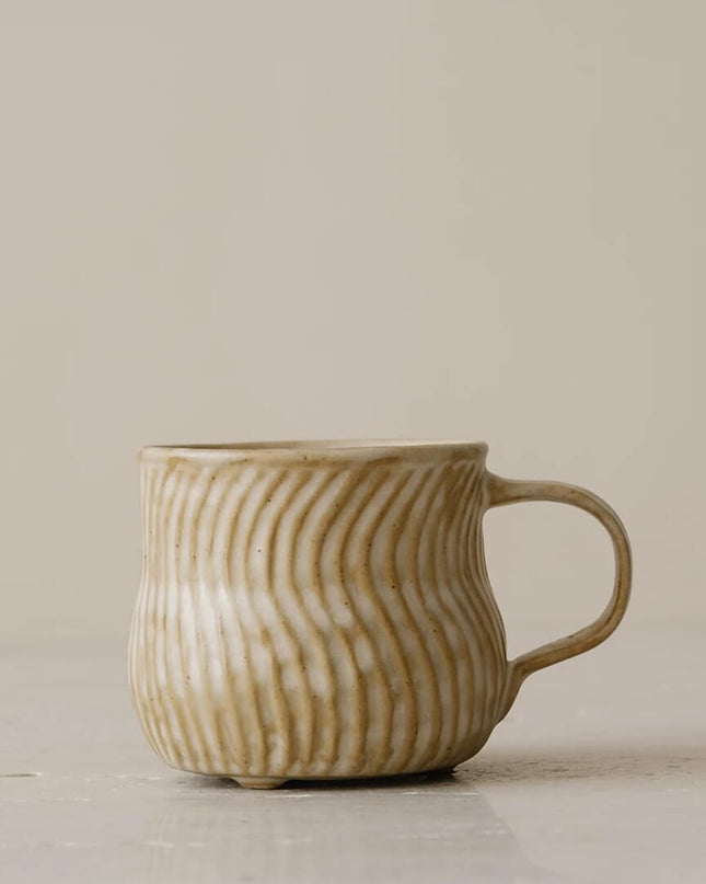 Vintage Textured Ceramic Latte Mug Set