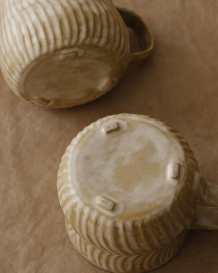 Vintage Textured Ceramic Latte Mug Set