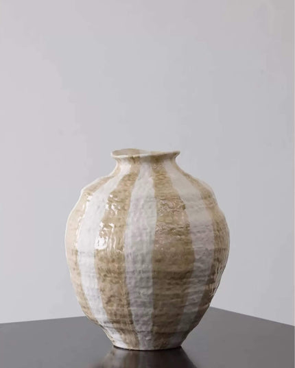 Wabi-Sabi Style Ceramic Striped Vase