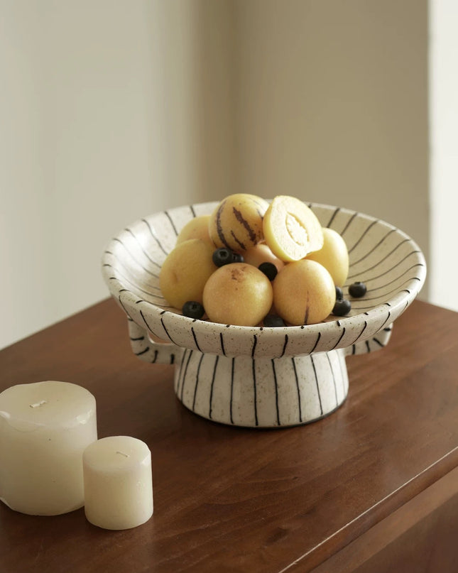 Striped Ceramic Vintage Fruit Decor Plate