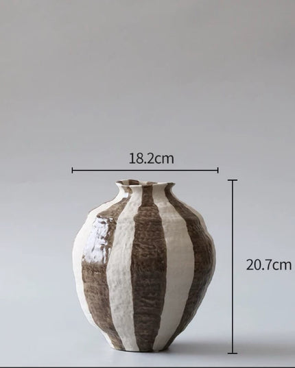 Wabi-Sabi Style Ceramic Striped Vase