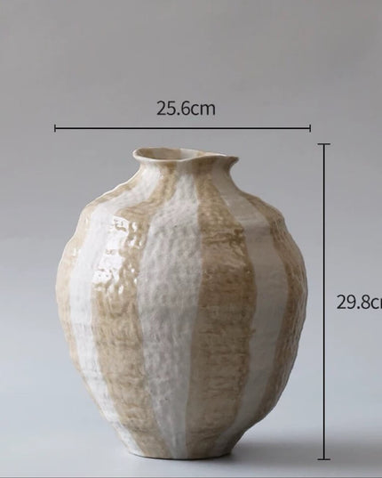 Wabi-Sabi Style Ceramic Striped Vase