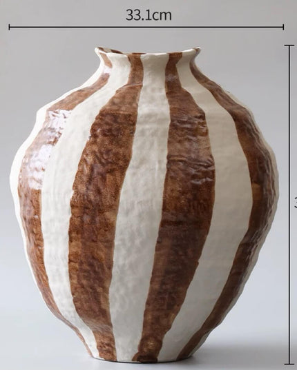 Wabi-Sabi Style Ceramic Striped Vase