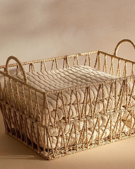 Hand-woven rattan storage basket