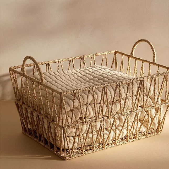 Hand-woven rattan storage basket