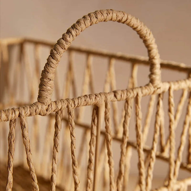 Hand-woven rattan storage basket